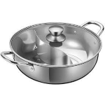 PENTOLA IN ACCIAIO INOX HOT POT INDUZIONE CON DIVISORE INTERNO COPERCHIO HM-5303
