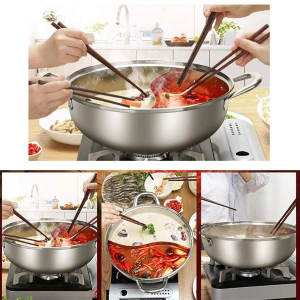 PENTOLA IN ACCIAIO INOX HOT POT INDUZIONE CON DIVISORE INTERNO COPERCHIO HM-5303