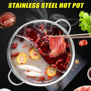 PENTOLA IN ACCIAIO INOX HOT POT INDUZIONE CON DIVISORE INTERNO COPERCHIO HM-5303