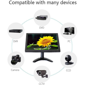 MONITOR LED 10,1" HD  AV VGA HDMI BNC ALTOPARLANTI INGRESSO AUDIO VIDEOSORVEGLIANZA VIDEO PC