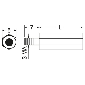 DISTANZIALE ESAGONALE M/F 3MA Lungh.12mm Chiave 5
