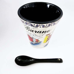 TAZZINA DA CAFFE' CON CUCCHIAINO IN CERAMICA " BURANO "