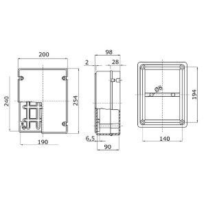 SCATOLA DERIVAZIONE 240X190X90 IP56 CON PARETI LISCIE E COPERCHIO TRASPARENTE A VITE 