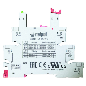 ZOCCOLO DIN PER RELE' MINIATURA SLIM 6A 12-24V Terminali a vite 88,6x6,2x76,6mm