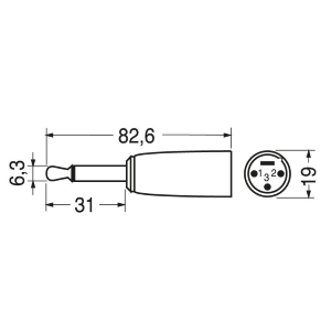 ADATTATORE DA SPINA JACK 6,3 MONO A SPINA XLR 3 POLI