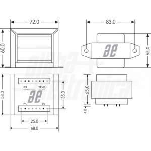 TRASFORMATORE ALIMENTAZIONE 15+15Vca 40W
