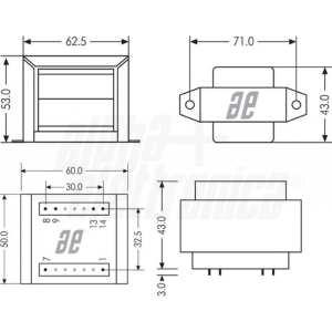 TRASFORMATORE ALIMENTAZIONE 12+12Vca 16W 