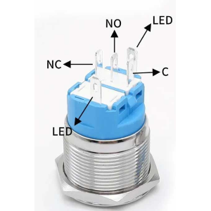 INTERRUTTORE A PULSANTE ON-OFF foro Ø 22mm LUCE ROSSA 12-24V
