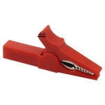 PINZA A COCCODRILLO ROSSA CON PRESA 4mm PER BANANA - isolato - L.55mm