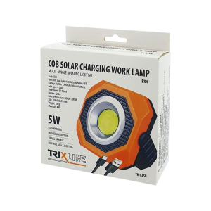 TORCIA LED COB 5W DA LAVORO RICARICABILE USB-C E SOLARE TR-035R TRIXLINE