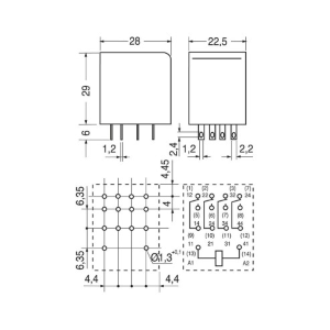 RELE' 4PDT 24Vcc 6A MONOSTABILE PT570024 Schrack PT670024