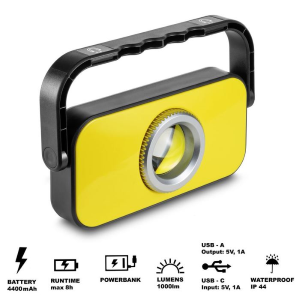 TORCIA DA LAVORO RICARICABILE A LED 10W SLL 200 con power bank