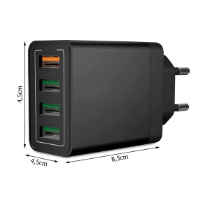 CARICABATTERIE DI RETE 4 x USB QUICK CHARGE 3.0