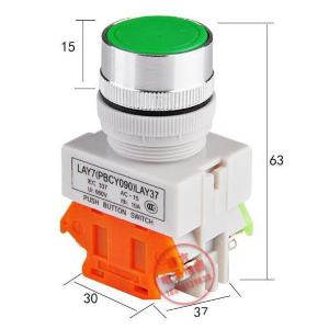 PULSANTE LAY7 OFF-(ON)/ON-(OFF) 1 POLO 250V/6A VERDE