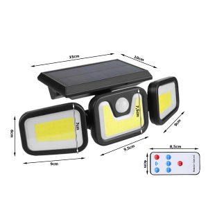 LAMPADA SOLARE A LED COB CON SENSORE DI MOVIMENTO CREPUSCOLO PER ESTERNI  