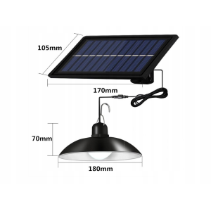 LAMPADA SOLARE A DOPPIO FARO LED SOSPESO per esterni con telecomando e sensore crepuscolare
