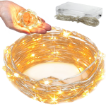 LUCI 100 LED A FILO ALIMENTATE A BATTERIA 10 m colore caldo