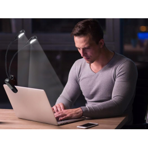 LAMPADA DA SCRIVANIA A LED CON PER LETTURA CON DOPPIA LUCE FLESSIBILE E CLIP 