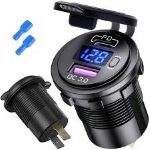 CARICABATTERIA DA PANNELLO per auto USB+USB Type-C con ricarica rapida 63W