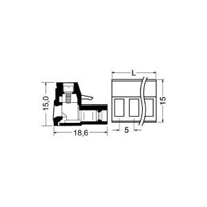 MORSETTIERA EUROPLUG 2 POLI FEMMINA Passo 5mm 
