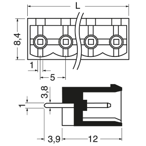 MORSETTIERA EUROPLUG MASCHIO C.S. 5 POLI passo 5mm
