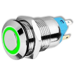 INTERRUTORE ON-OFF 12mm 230V/3A 1 Polo illuminato verde 12-24V