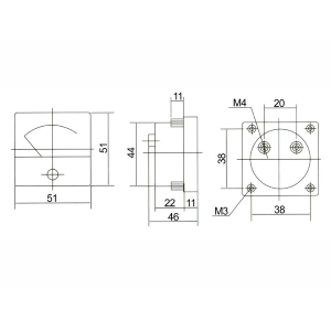AMPEROMETRO A BOBINA MOBILE 30A CC 51x51mm