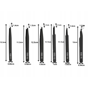PINZETTE ANTISTATICHE DI PRECISIONE PER ELETTRONICA E MODELLAZIONE set di 6pz