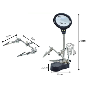 SUPPORTO SCHEDE CON LENTE D'INGRANDIMENTO + 2 LED