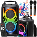 CASSA PORTATILE WIRELESS 45W Bluetooth con USB, radio FM, ingresso AUX e karaoke, zaino.