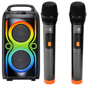 CASSA PORTATILE WIRELESS 45W Bluetooth con USB, radio FM, ingresso AUX e karaoke, zaino.
