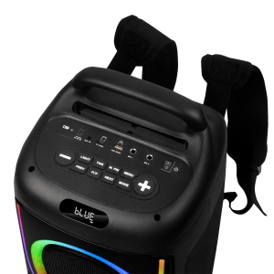 CASSA PORTATILE WIRELESS 45W Bluetooth con USB, radio FM, ingresso AUX e karaoke, zaino.