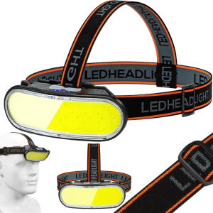 LAMPADA FRONTALE COB ricaricabile con USB-C e 4 modalità di funzionamento.