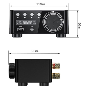 AMPLIFICATORE AUDIO 2x25W con ingresso AUX, Bluetooth, USB, slot per scheda SD 