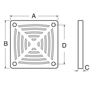 FILTRO ARIA IN PVC PER VENTOLE 60x60mm 