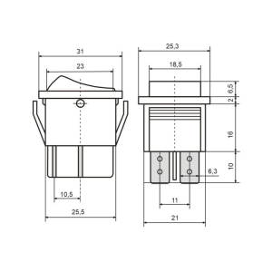 INTERRUTTORE BIPOLARE ON-OFF 250V 15A (4 FASTON) LUMINOSO ROSSO