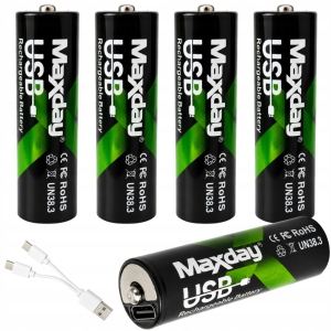 BATTERIE RICARICABILE STILO AA | IONI DI LITIO 1,5 V 1466 mAh BLISTER 4pz CONNETTORI USB-C