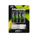 BATTERIE RICARICABILE STILO AA | IONI DI LITIO 1,5 V 1466 mAh BLISTER 4pz CONNETTORI USB-C